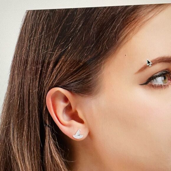 diamond encrusted Zircon Witch Hat Earrings NWT Sterling Silver - Picture 2 of 2